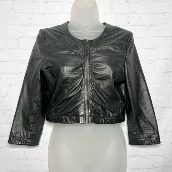 Cache Cropped Leather Jacket - Picture 1 of 8